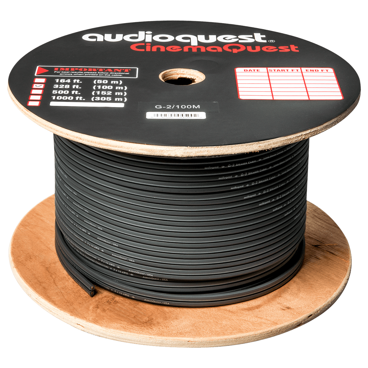 AudioQuest G2 - G - 2G/30FT 30 ft = 9 m Dark Gray with Silver Stripe PVC