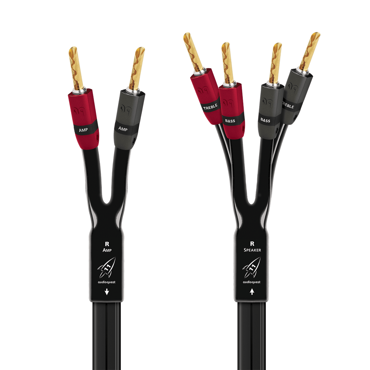 AudioQuest Rocket 11 Single BiWire - ROCK11B8SBWBG 8 ft = 2.4 m Pair 2 x Bananas > 4 x Bananas - Gold