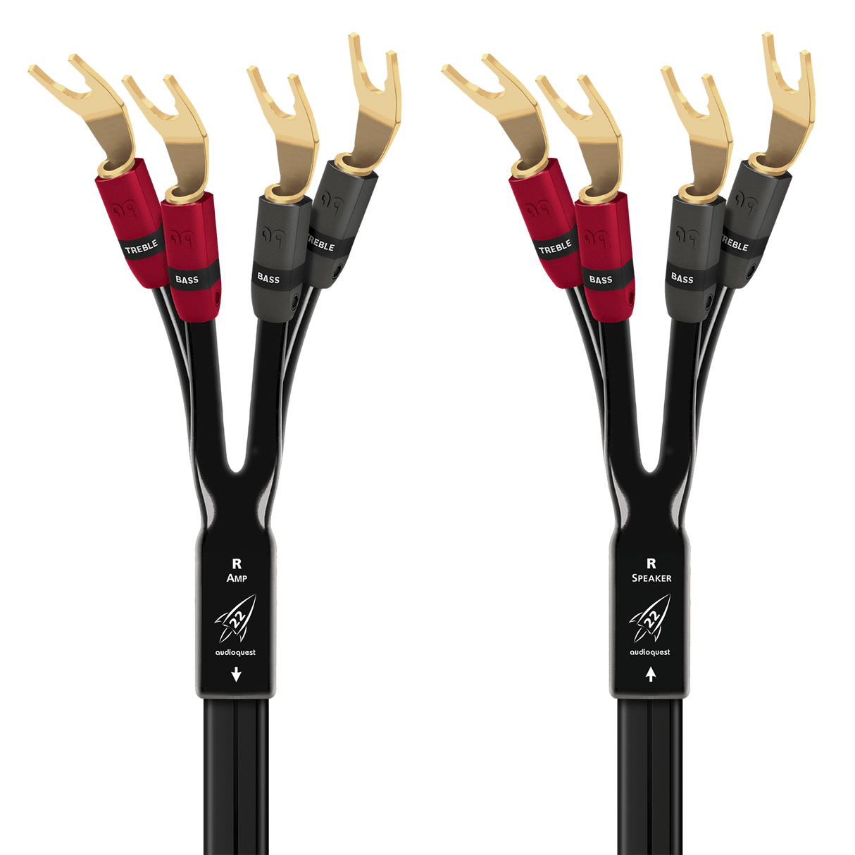 AudioQuest Rocket 22 Single - BiWire - ROCK22B8SBWBG 8 ft = 2.4 m Pair 2 x Bananas > 4 x Bananas - Gold