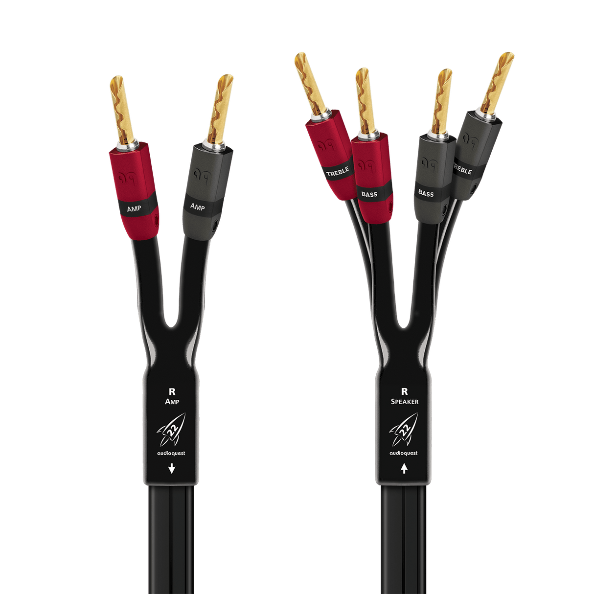 AudioQuest Rocket 22 Single BiWire - ROCK22B8SBWBG 8 ft = 2.4 m Pair 2 x Bananas > 4 x Bananas - Gold