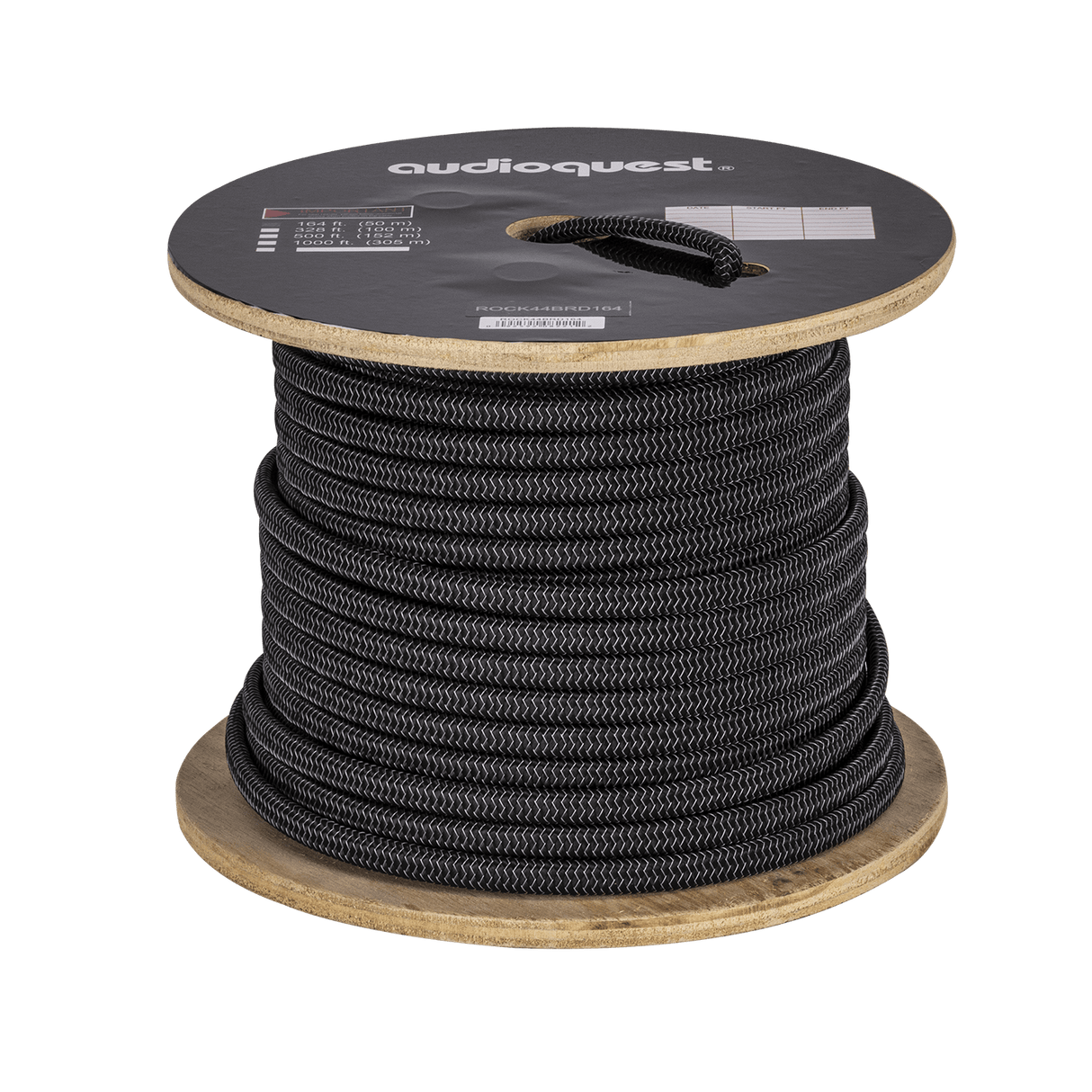 AudioQuest Rocket 44 - ROCK44BRD164 164 ft = 50 m Silver on Black Braid