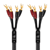 AudioQuest Rocket 44 Single BiAmp - ROCK448PR - SBA - MSG 8 ft = 2.4 m Pair - Braid Jacket 4 x Multi - Spades > 4 x Multi - Spades - Gold