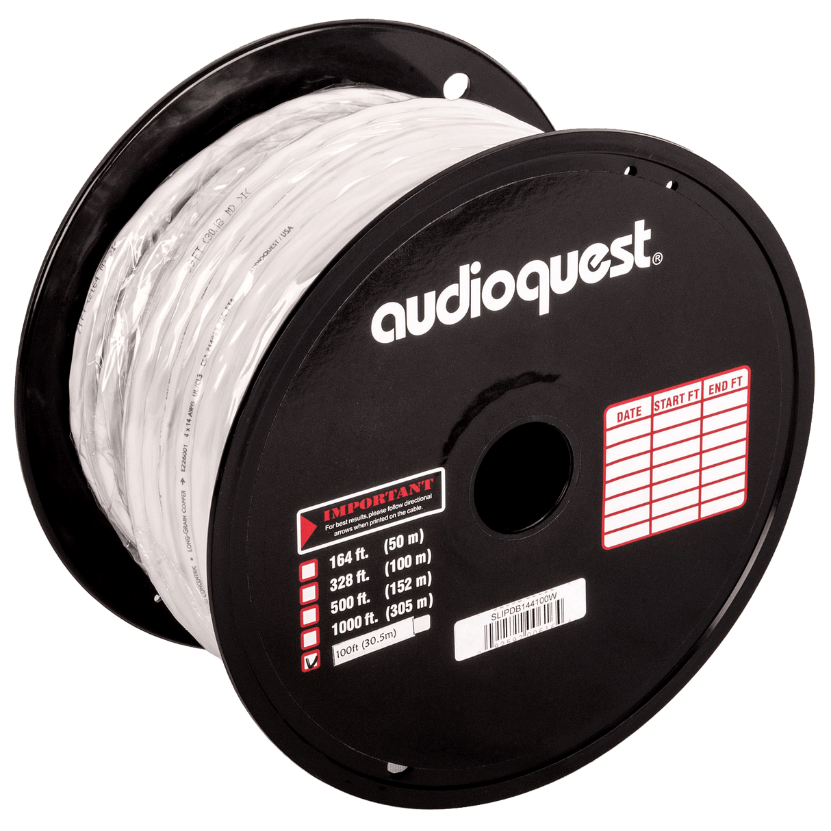 AudioQuest SLiP/DB - 14/2 - SLIPDB142100W 100 ft = 30 m White PVC with Silver Stripes