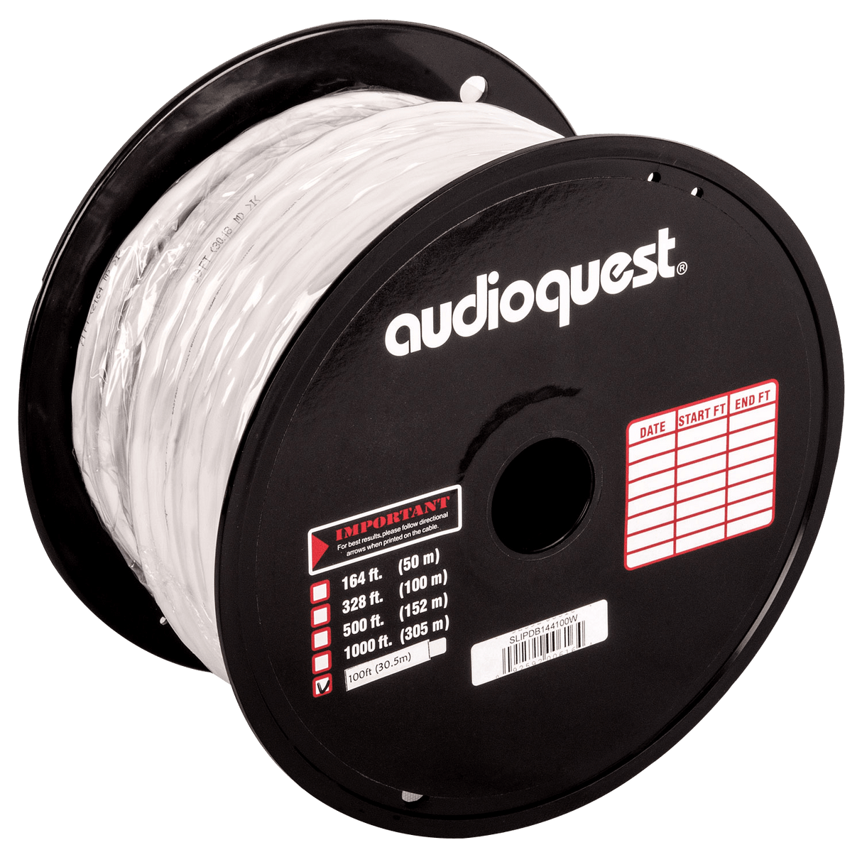 AudioQuest SLiP/DB - 14/4 - SLIPDB144100W 100 ft = 30 m White PVC with Silver Stripes