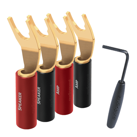 AudioQuest SureGrip® 100 Multi - Spade - SGSPADE1008G Set of 8 Gold